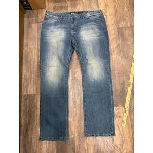 Marithe Francois Girbaud Blue Roll Track Slim Straight Jeans Mens 42x32